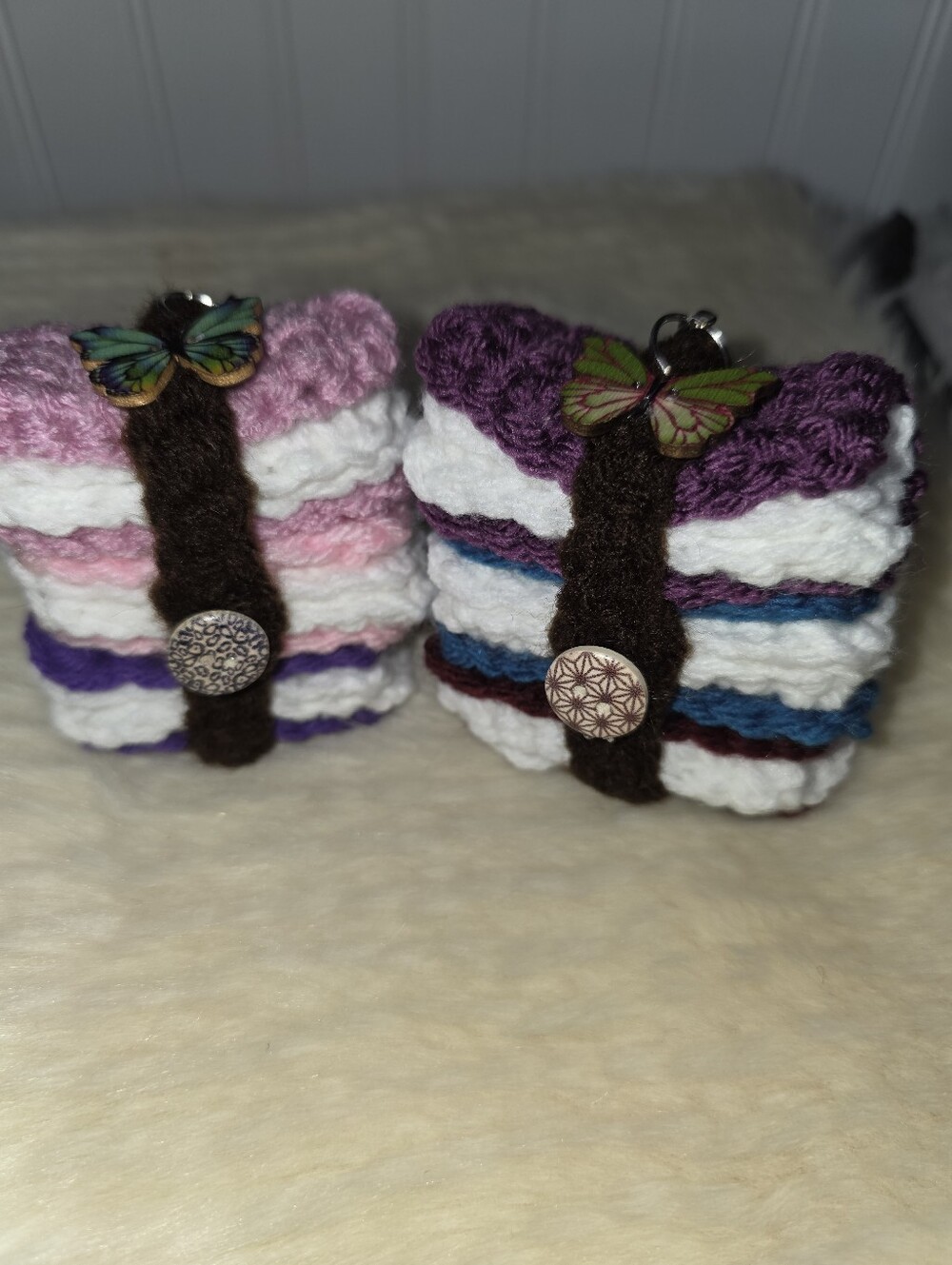 Set Of 2 Crochet Book Stack Keyrings
